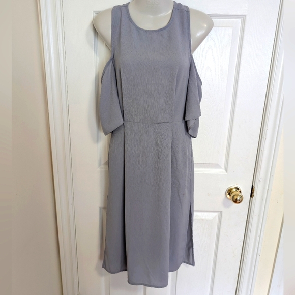 ⭐Topshop Gray Purple Cold Shoulder Midi Dress - Picture 1 of 8